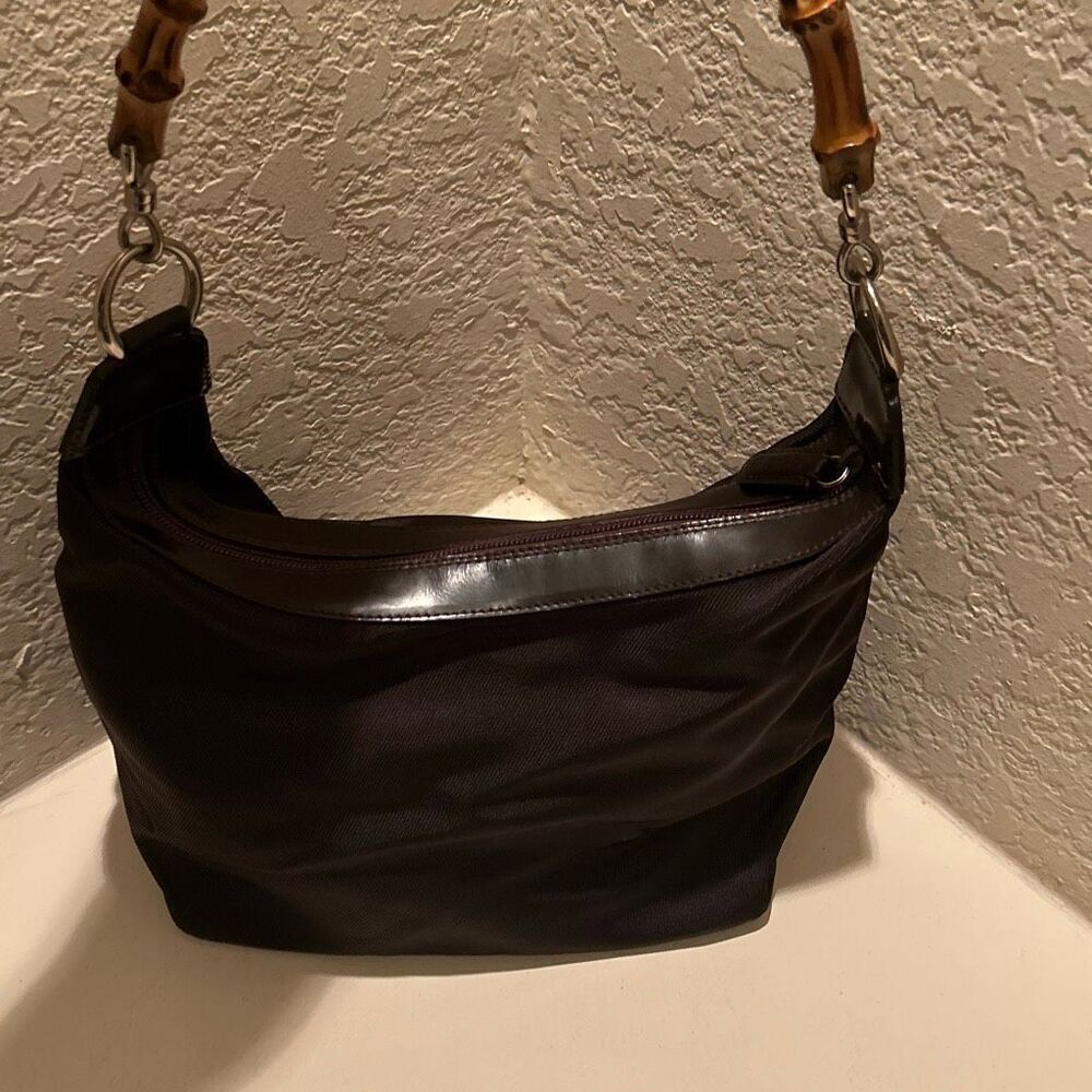 Gucci Leather Shoulder Bag With Bamboo Strap Brown Iconic Y2K Tropical Luxury